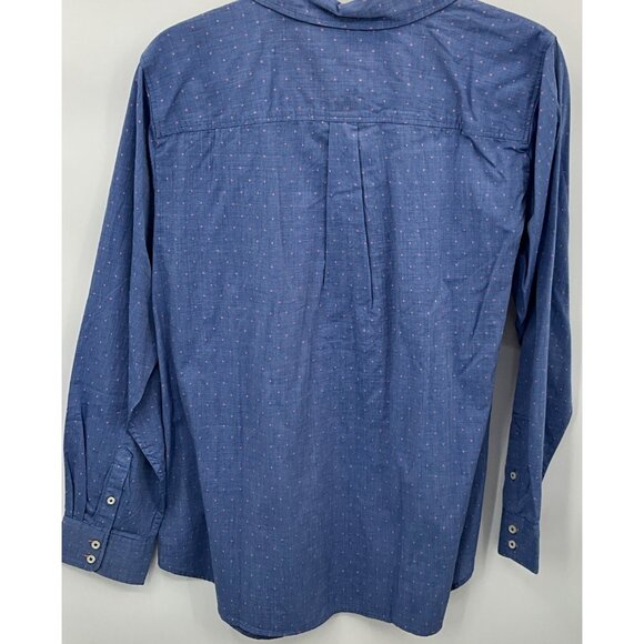 Talbots Woman 1X Blue Pink Polka Dot Button-Up Shirt Long Sleeve - Picture 4 of 6